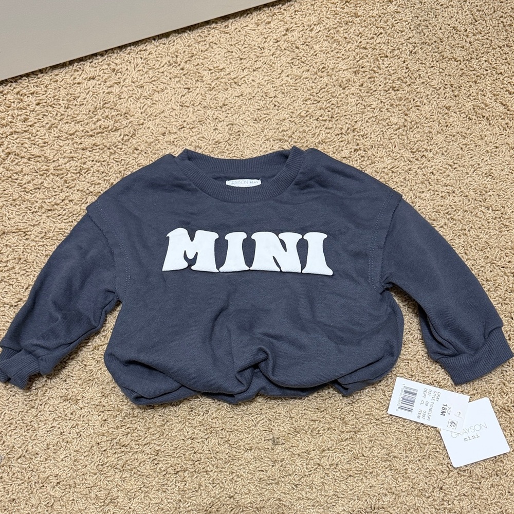 Mini Graphic Crewneck Sweatshirt - Navy Blue